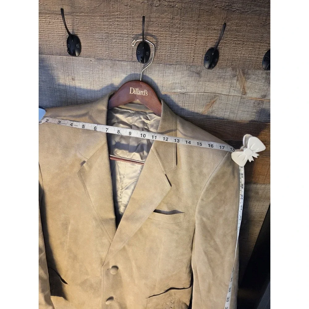 Princeton 1970 Suede Camel Suit Jacket, Vintage Tailored, Disco Era, Hong Kong